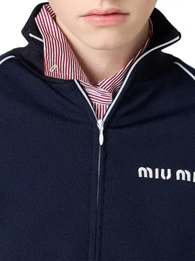 Miu Miu Women's Technical Jersey Blouson Jacket - Blue | Thumbnail 6