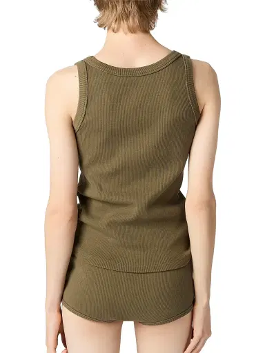 Miu Miu Women's Garment-Dyed Ribbed Knit Jersey Top - Green | Thumbnail 4