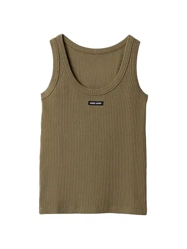 Miu Miu Women's Garment-Dyed Ribbed Knit Jersey Top - Green | Thumbnail 1