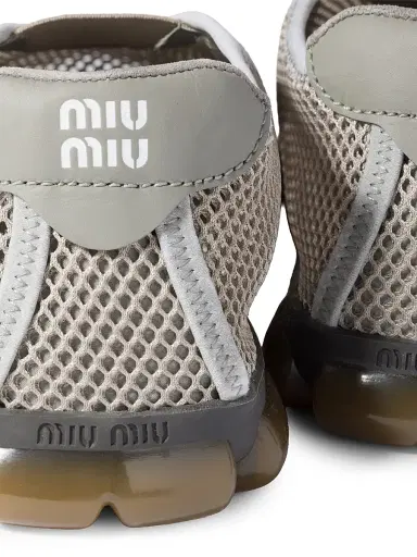 Miu Miu Women's Technical Mesh Fabric Sneakers - Silver - Size 7 | Thumbnail 2 Miu Miu Women's Technical Mesh Fabric Sneakers - Silver - Size 7 | Thumbnail 2