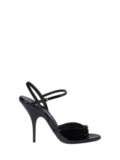 Miu Miu Women's Patent Leather Sandals with Buckles - Black - Size 6.5 | Thumbnail 1