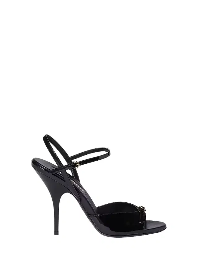 Miu Miu Women's Patent Leather Sandals with Buckles - Black