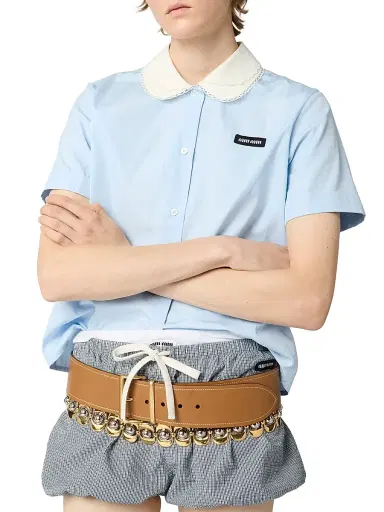 Miu Miu Women's Poplin Shirt - Blue - Size 0 | Thumbnail 3