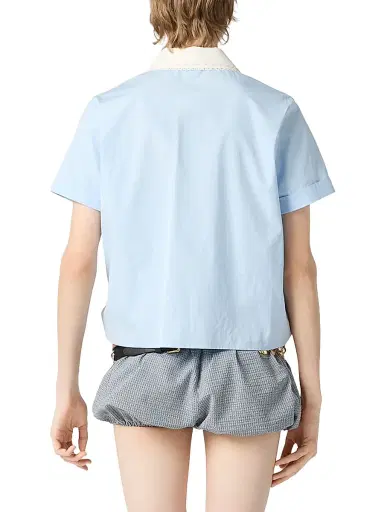 Miu Miu Women's Poplin Shirt - Blue - Size 0 | Thumbnail 4