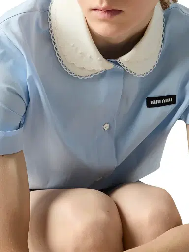 Miu Miu Women's Poplin Shirt - Blue - Size 0 | Thumbnail 6