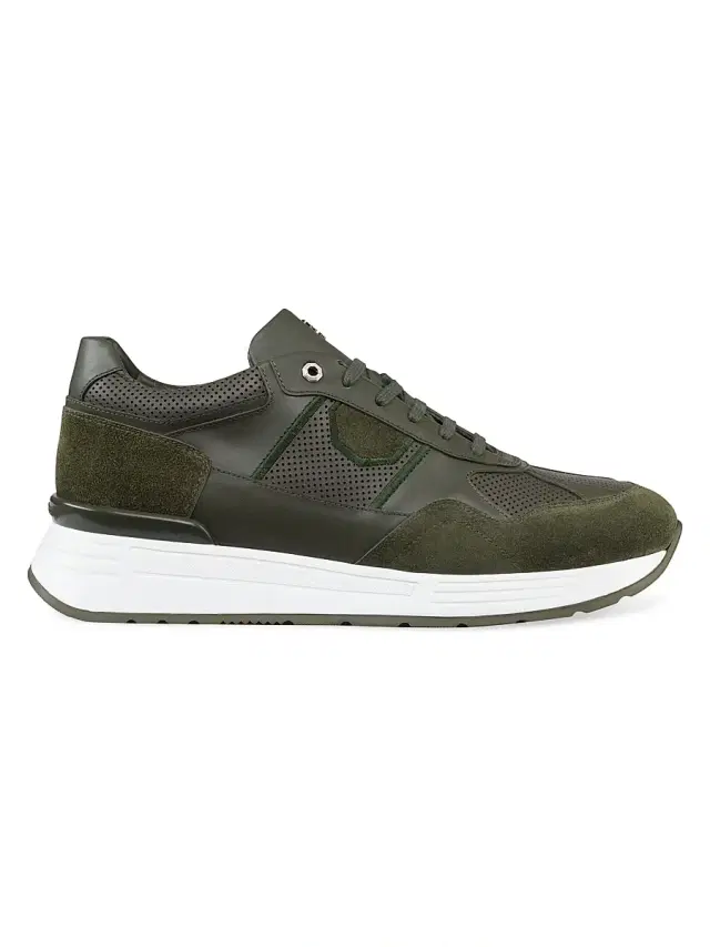 Men's Calfskin Leather Sneakers - Green