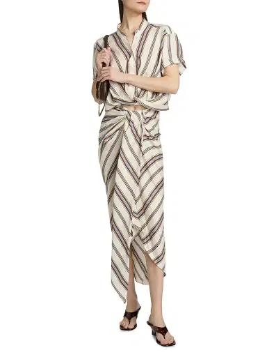 A.L.C. Women's Rhodes Striped Linen-Blend Midi-Skirt | Thumbnail 2 A.L.C. Women's Rhodes Striped Linen-Blend Midi-Skirt | Thumbnail 2