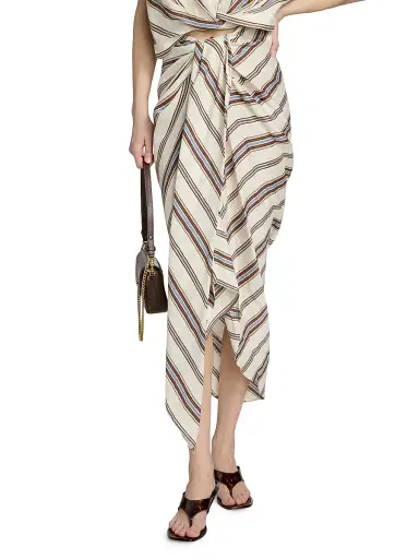 A.L.C. Women's Rhodes Striped Linen-Blend Midi-Skirt | Thumbnail 3 A.L.C. Women's Rhodes Striped Linen-Blend Midi-Skirt | Thumbnail 3