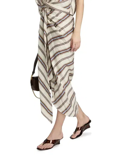 A.L.C. Women's Rhodes Striped Linen-Blend Midi-Skirt | Thumbnail 4 A.L.C. Women's Rhodes Striped Linen-Blend Midi-Skirt | Thumbnail 4
