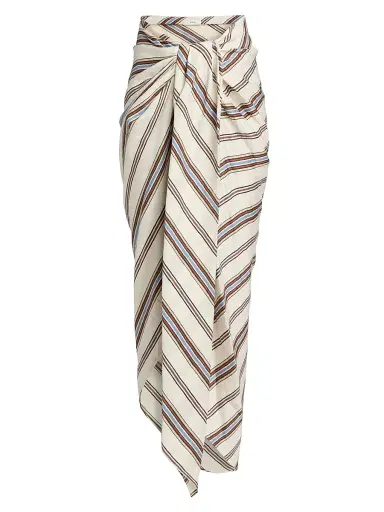 A.L.C. Women's Rhodes Striped Linen-Blend Midi-Skirt | Thumbnail 1 A.L.C. Women's Rhodes Striped Linen-Blend Midi-Skirt | Thumbnail 1