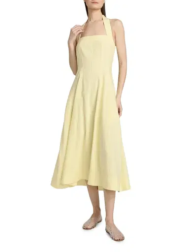 A.L.C. Women's Elinor Linen-Blend Midi-Dress - Light Canary | Thumbnail 2 A.L.C. Women's Elinor Linen-Blend Midi-Dress - Light Canary | Thumbnail 2