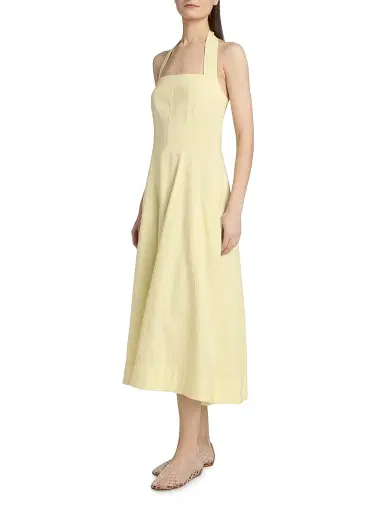 A.L.C. Women's Elinor Linen-Blend Midi-Dress - Light Canary | Thumbnail 4 A.L.C. Women's Elinor Linen-Blend Midi-Dress - Light Canary | Thumbnail 4