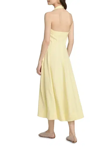 A.L.C. Women's Elinor Linen-Blend Midi-Dress - Light Canary | Thumbnail 5 A.L.C. Women's Elinor Linen-Blend Midi-Dress - Light Canary | Thumbnail 5