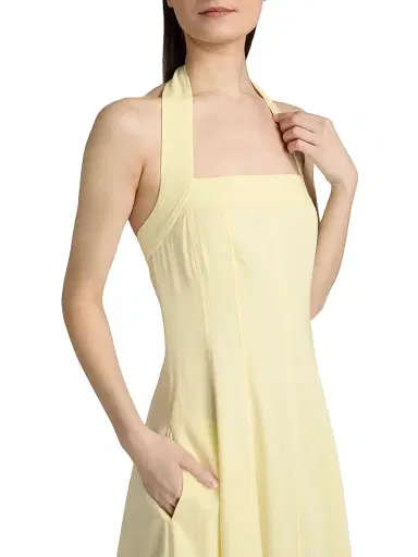 A.L.C. Women's Elinor Linen-Blend Midi-Dress - Light Canary | Thumbnail 6 A.L.C. Women's Elinor Linen-Blend Midi-Dress - Light Canary | Thumbnail 6