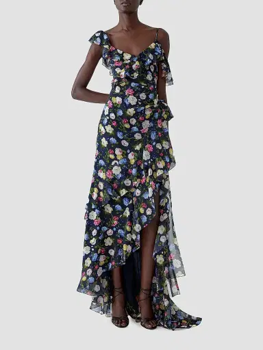 Carolina Herrera Women's Cabana Floral One-Shoulder Cap-Sleeve Ruffled Gown | Thumbnail 2