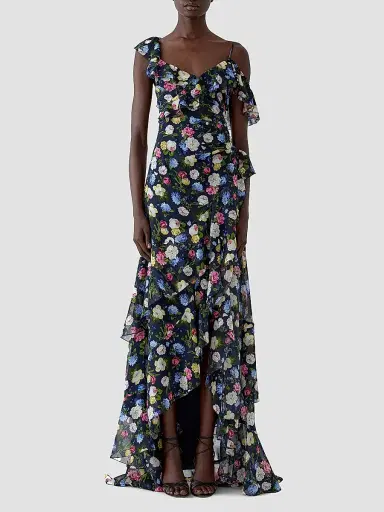 Carolina Herrera Women's Cabana Floral One-Shoulder Cap-Sleeve Ruffled Gown | Thumbnail 3