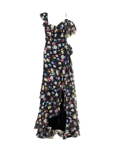 Carolina Herrera Women's Cabana Floral One-Shoulder Cap-Sleeve Ruffled Gown | Thumbnail 1