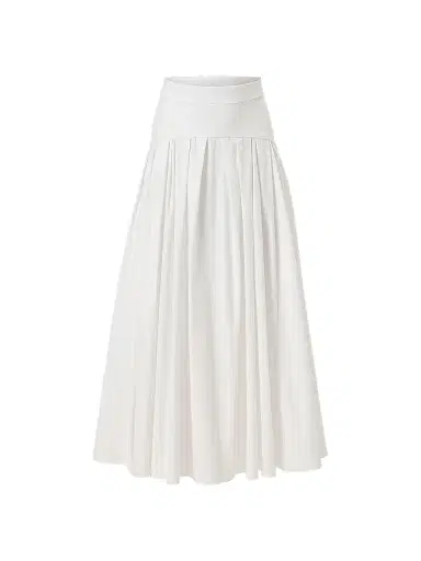 Carolina Herrera Women's Cabana Drop-Waist Stretch-Cotton Midi-Skirt - White | Thumbnail 1