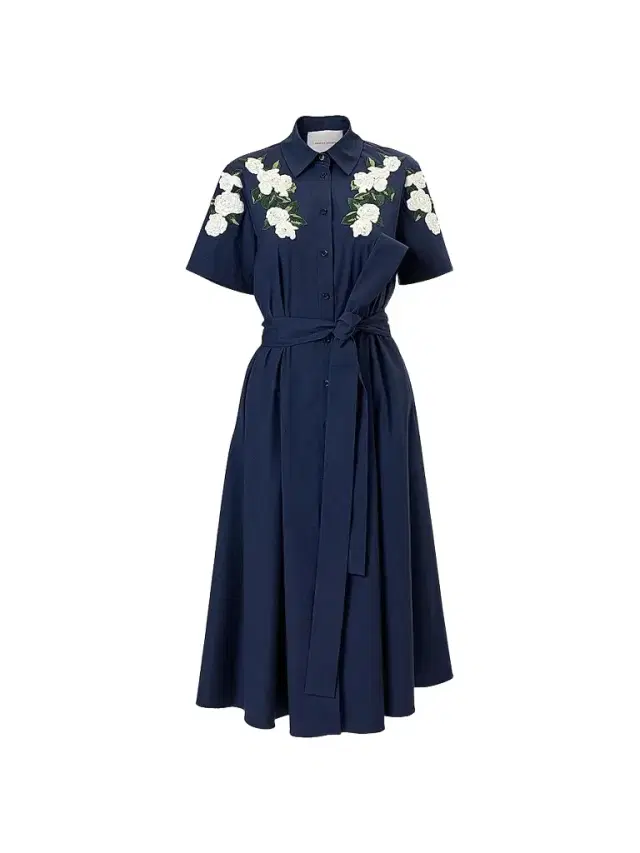 Carolina Herrera Women's Cabana Embroidered Short-Sleeve Midi Shirtdress - Midnight