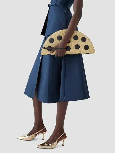 Carolina Herrera Women's Cabana Button-Front Stretch-Cotton Midi-Skirt - Midnight | Thumbnail 3