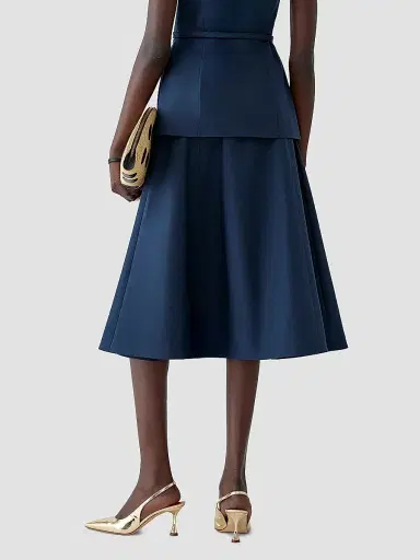Carolina Herrera Women's Cabana Button-Front Stretch-Cotton Midi-Skirt - Midnight | Thumbnail 4