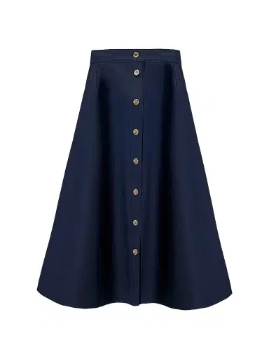 Carolina Herrera Women's Cabana Button-Front Stretch-Cotton Midi-Skirt - Midnight | Thumbnail 1