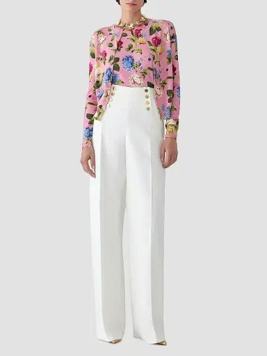 Carolina Herrera Women's Cabana Floral Crewneck Long-Sleeve Cardigan - Rosewater Multi | Thumbnail 2