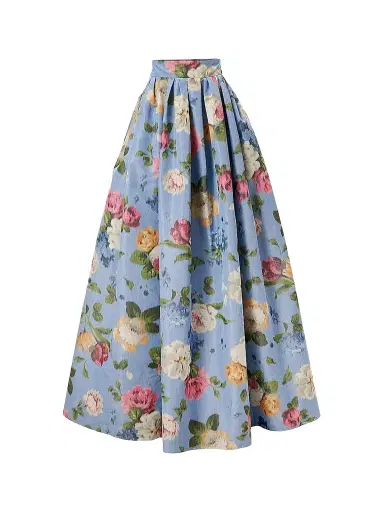 Carolina Herrera Women's Cabana Floral Ballgown Skirt - Cloudy Blue Multi - Size 12 | Thumbnail 1