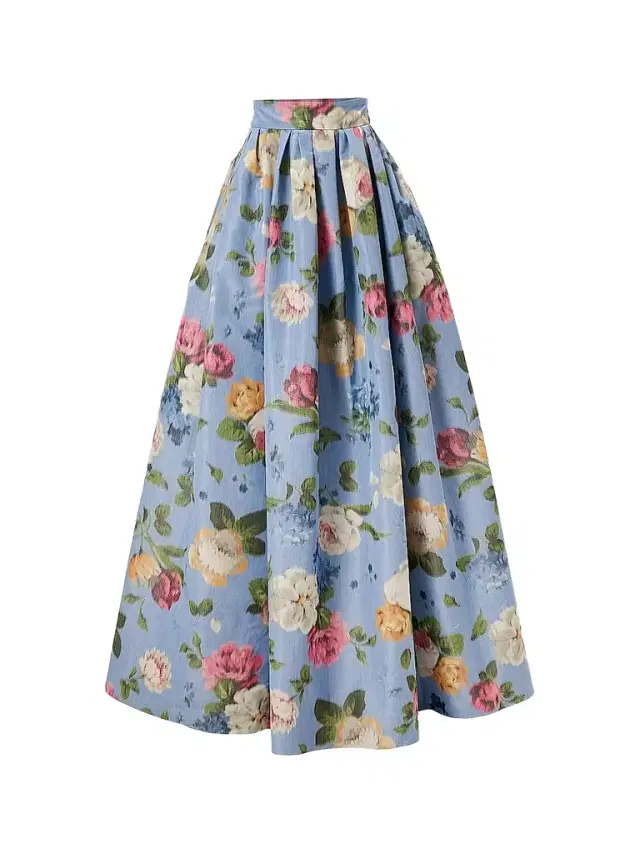 Carolina Herrera Women's Cabana Floral Ballgown Skirt - Cloudy Blue Multi