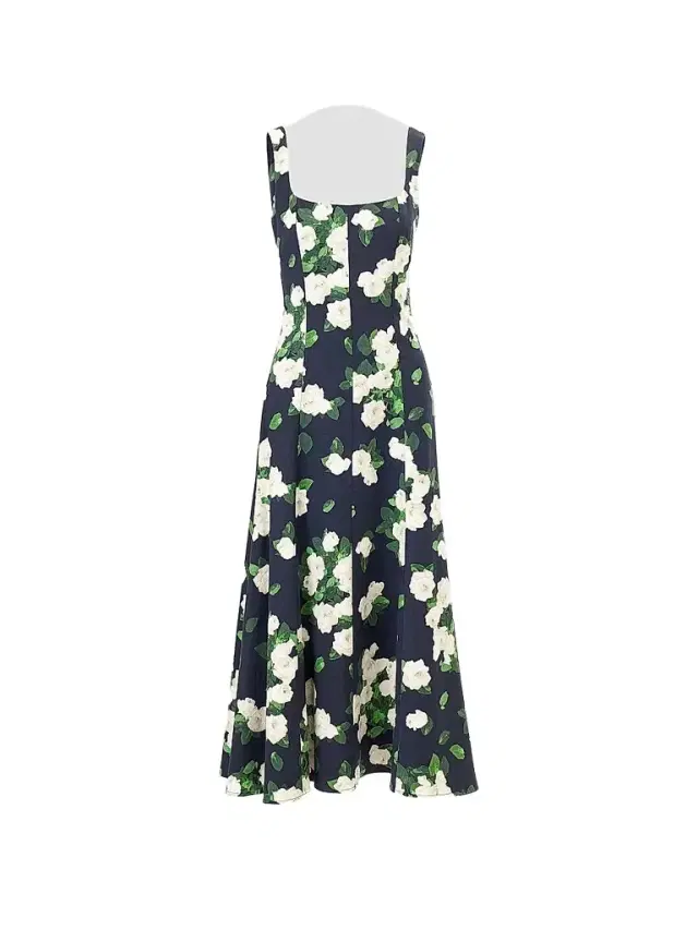 Carolina Herrera Women's Cabana Floral Squareneck Sleeveless Cotton-Blend Midi-Dress - Midnight Multi