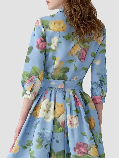 Carolina Herrera Women's Cabana Ana Floral Shirt - Cloudy Blue Multi - Size 14 | Thumbnail 5