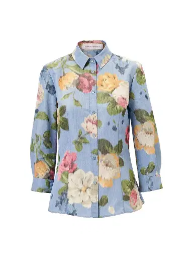 Carolina Herrera Women's Cabana Ana Floral Shirt - Cloudy Blue Multi - Size 14 | Thumbnail 1