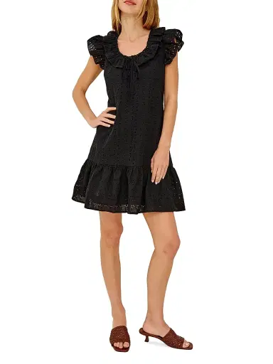RAILS Women's Essie Eyelet Cotton A-Line minidress - Black Eyelet - Size XS | Thumbnail 2