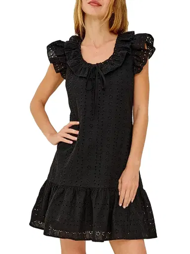 RAILS Women's Essie Eyelet Cotton A-Line minidress - Black Eyelet - Size XS | Thumbnail 3