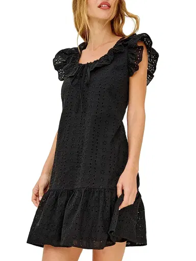 RAILS Women's Essie Eyelet Cotton A-Line minidress - Black Eyelet - Size XS | Thumbnail 4