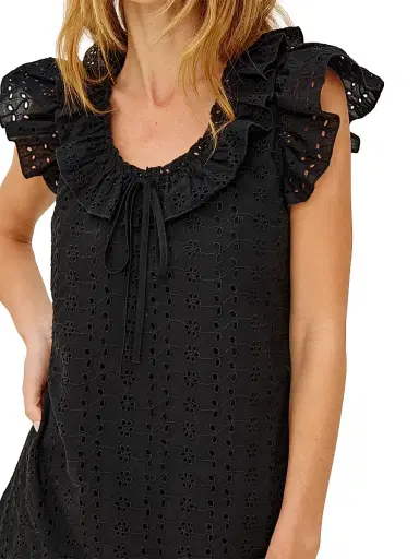 RAILS Women's Essie Eyelet Cotton A-Line minidress - Black Eyelet - Size XS | Thumbnail 6
