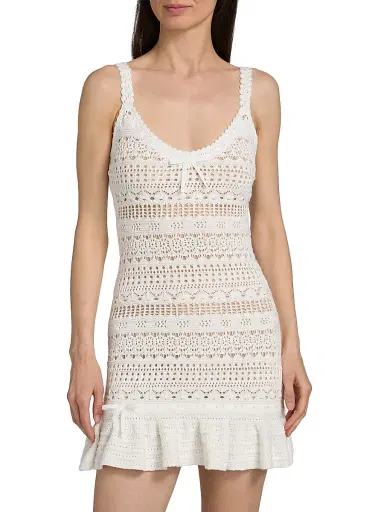 LoveShackFancy Women's Madiya Eyelet Cotton Minidress - Coastal Sand - Size XL | Thumbnail 3 LoveShackFancy Women's Madiya Eyelet Cotton Minidress - Coastal Sand - Size XL | Thumbnail 3