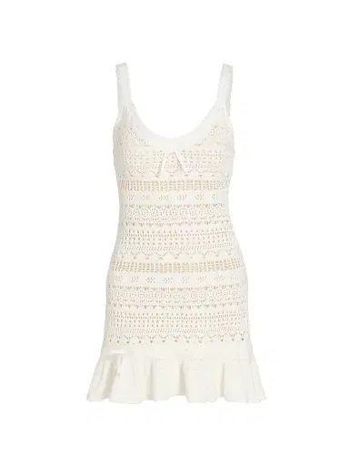LoveShackFancy Women's Madiya Eyelet Cotton Minidress - Coastal Sand - Size XL | Thumbnail 1 LoveShackFancy Women's Madiya Eyelet Cotton Minidress - Coastal Sand - Size XL | Thumbnail 1