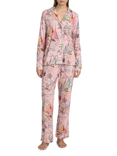 Johnny Was Women's The Carly Printed Cotton-Modal Pajamas - Delphina - Size Large | Thumbnail 3 Johnny Was Women's The Carly Printed Cotton-Modal Pajamas - Delphina - Size Large | Thumbnail 3
