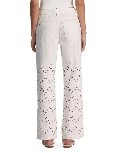 Alice + Olivia Women's Chic Floral Embroidered High-Rise Jeans - Off White - Size 32 | Thumbnail 5 Alice + Olivia Women's Chic Floral Embroidered High-Rise Jeans - Off White - Size 32 | Thumbnail 5