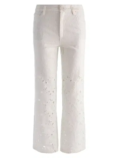 Alice + Olivia Women's Chic Floral Embroidered High-Rise Jeans - Off White - Size 32 | Thumbnail 1 Alice + Olivia Women's Chic Floral Embroidered High-Rise Jeans - Off White - Size 32 | Thumbnail 1