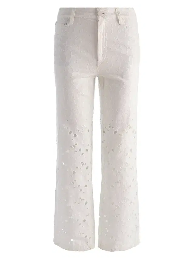 Women's Chic Floral Embroidered High-Rise Jeans - Off White