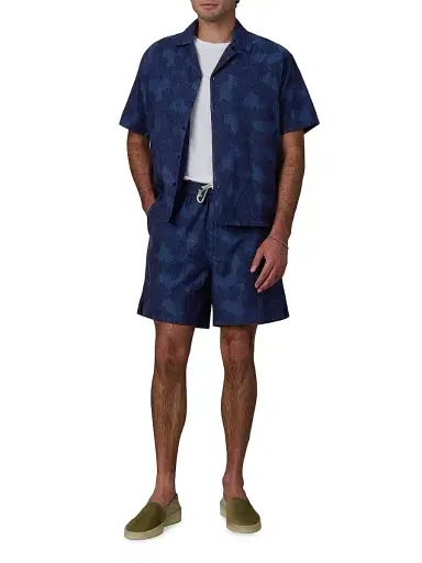 Joe's Jeans Men's Cabana Floral Cotton-Linen Drawstring Shorts - Dark Indigo | Thumbnail 2