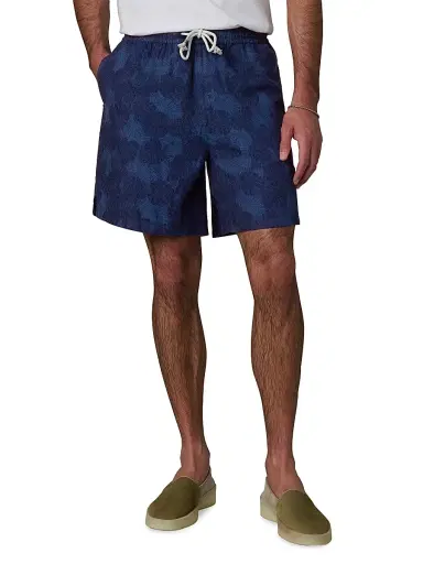 Joe's Jeans Men's Cabana Floral Cotton-Linen Drawstring Shorts - Dark Indigo | Thumbnail 3