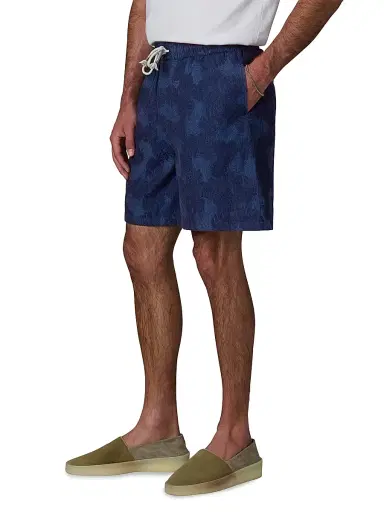 Joe's Jeans Men's Cabana Floral Cotton-Linen Drawstring Shorts - Dark Indigo | Thumbnail 4