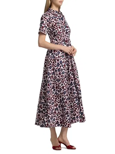 Elisamama Women's Feyi Cotton Midi-Shirtdress - Red Blue Vines - Size XL | Thumbnail 4 Elisamama Women's Feyi Cotton Midi-Shirtdress - Red Blue Vines - Size XL | Thumbnail 4