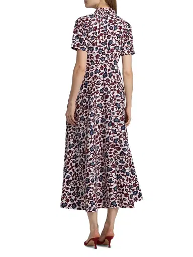 Elisamama Women's Feyi Cotton Midi-Shirtdress - Red Blue Vines - Size XL | Thumbnail 5 Elisamama Women's Feyi Cotton Midi-Shirtdress - Red Blue Vines - Size XL | Thumbnail 5