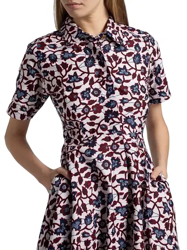 Elisamama Women's Feyi Cotton Midi-Shirtdress - Red Blue Vines - Size XL | Thumbnail 6 Elisamama Women's Feyi Cotton Midi-Shirtdress - Red Blue Vines - Size XL | Thumbnail 6
