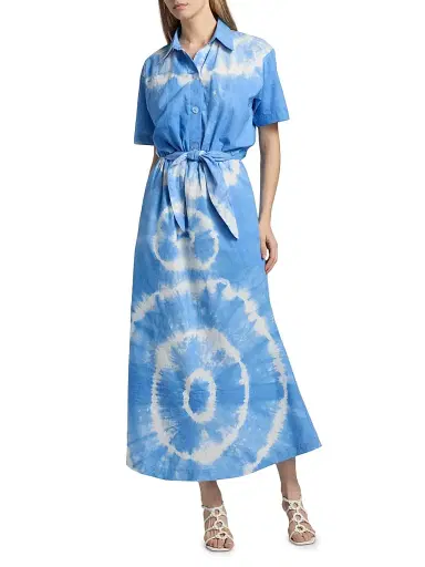 Elisamama Women's Toki Tie-Dye Midi-Shirtdress - Light Blue Tie Dye - Size XL | Thumbnail 2