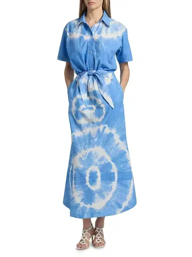Elisamama Women's Toki Tie-Dye Midi-Shirtdress - Light Blue Tie Dye - Size XL | Thumbnail 3